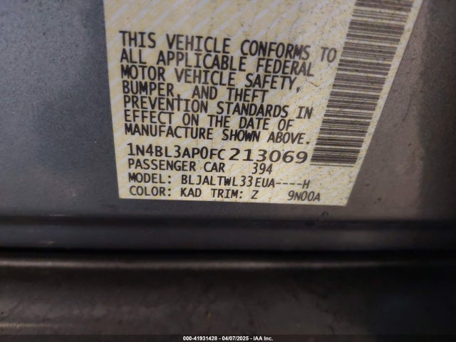 1N4BL3AP0FC213069 Nissan Altima 3.5 Sl