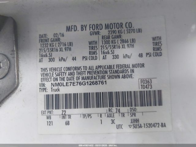 NM0LE7E76G1268761 Ford Transit Connect Xl