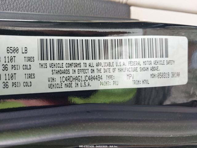 1C4RDHAG1JC404494 Dodge Durango Sxt Rwd
