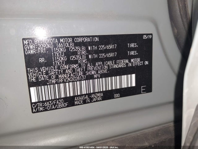 JTMP1RFV2KD028137 Toyota Rav4 Xle