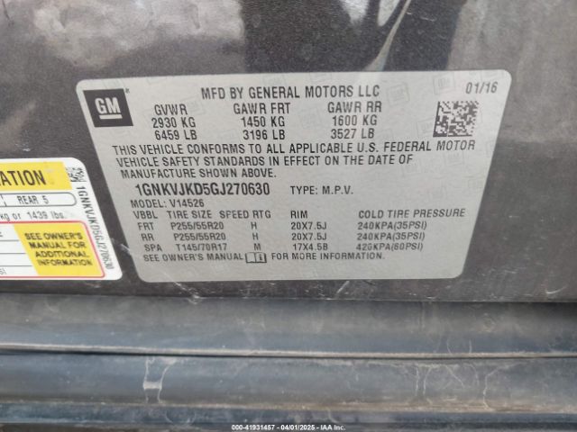 1GNKVJKD5GJ270630 Chevrolet Traverse Ltz