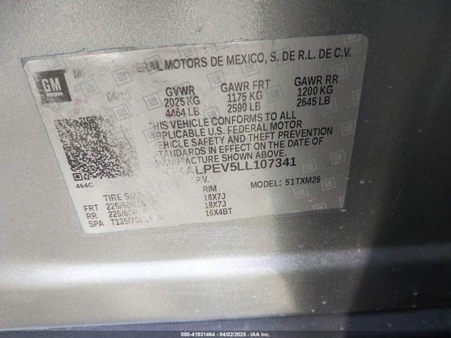 3GKALPEV5LL107341 GMC Terrain Fwd Slt