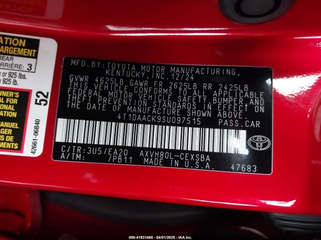 Toyota CAMRY SE 2025 4T1DAACK9SU097515 Image 9