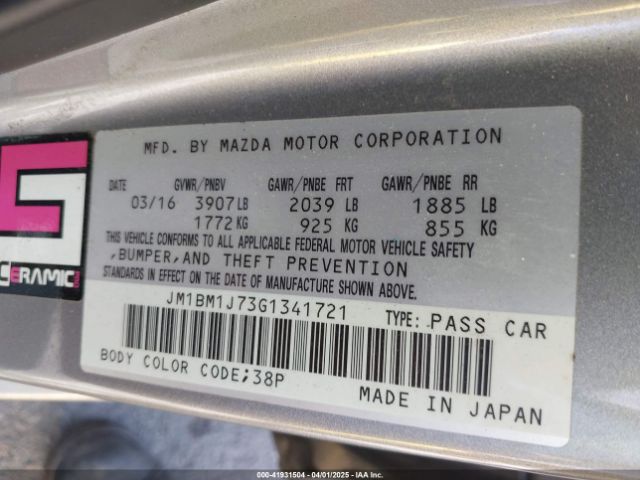JM1BM1J73G1341721 Mazda Mazda3 I Sport