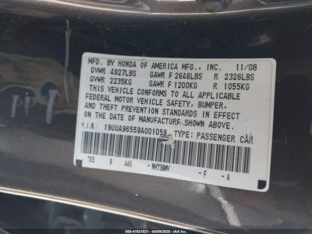 2009 ACURA TL 19UUA96559A001059 Photo 8