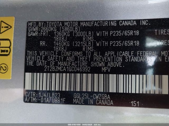 2T2BZMCA1GC046992 Lexus RX 350