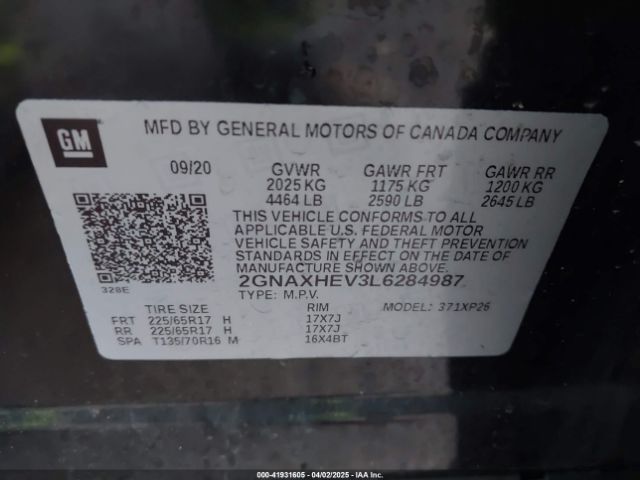 2GNAXHEV3L6284987 Chevrolet Equinox Fwd Ls