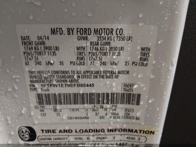 1FTFW1ET9EFB85445 Ford 2014