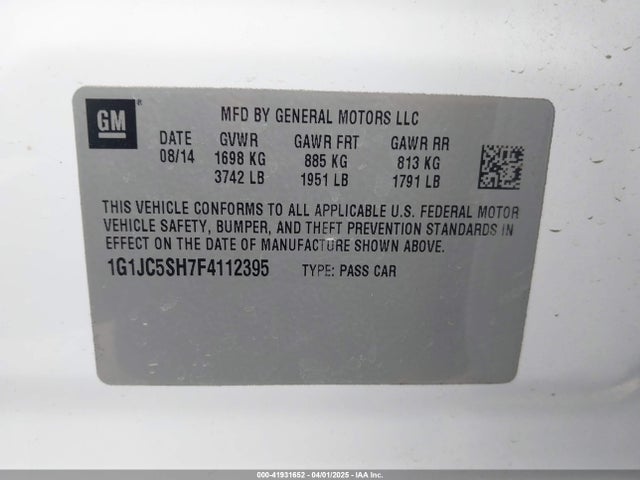 1G1JC5SH7F4112395 Chevrolet Sonic Lt Auto