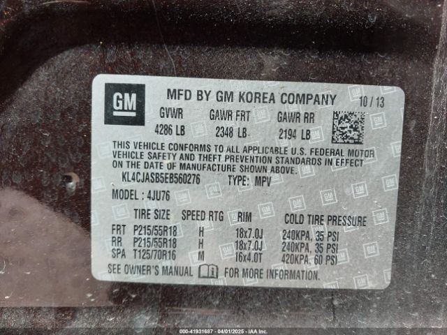 KL4CJASB5EB560276 Buick Encore