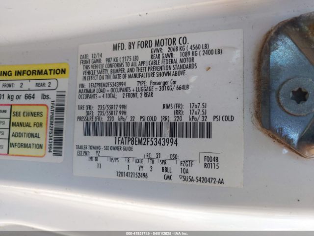 1FATP8EM2F5343994 Ford Mustang V6