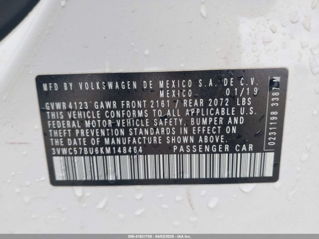 3VWC57BU6KM148464 Volkswagen Jetta 1.4t R-line/1.4t S/1.4t Se
