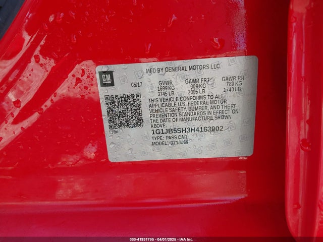 1G1JB5SH3H4163902 Chevrolet Sonic Ls Auto