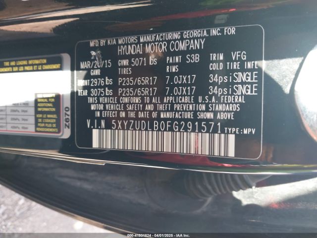 5XYZUDLB0FG291571 Hyundai Santa Fe Sport 2.4l