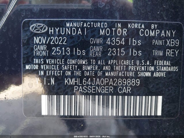 KMHL64JA0PA289889 Hyundai SONATA SEL