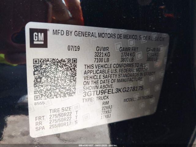 3GTU9FEL3KG278175 GMC Sierra 1500 Denali