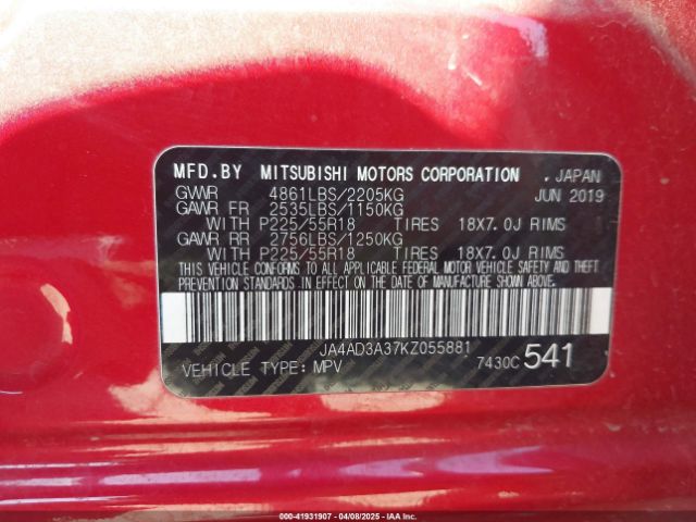 2019 MITSUBISHI OUTLANDER JA4AD3A37KZ055881 Photo 8