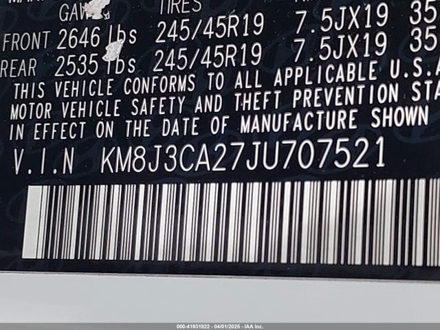 KM8J3CA27JU707521 Hyundai Tucson Value