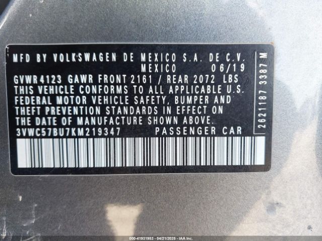 3VWC57BU7KM219347 Volkswagen 1.4 tsi