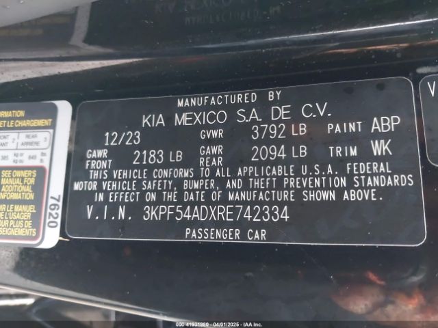 3KPF54ADXRE742334 KIA Forte Gt-line