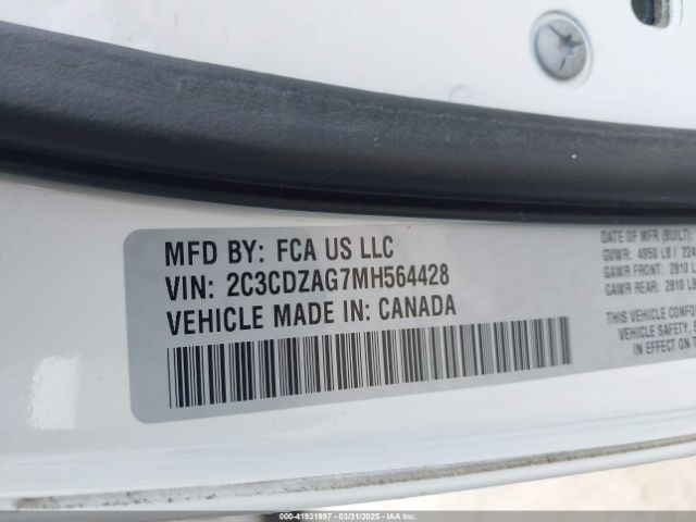 2C3CDZAG7MH564428 Dodge Challenger Sxt