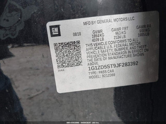 1G1ZD5ST9JF283392 Chevrolet MALIBU LT