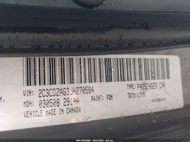 2C3CDZAG3JH270584 Dodge Challenger Sxt
