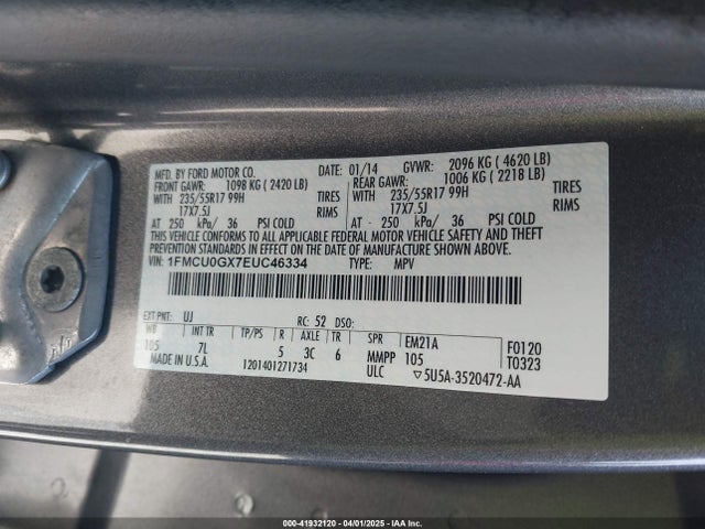 1FMCU0GX7EUC46334 Ford ESCAPE SE