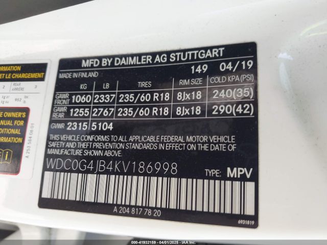 WDC0G4JB4KV186998 Mercedes-Benz GLC 300
