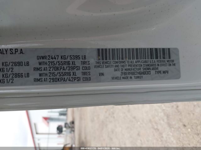 ZFBERFBB2H6H01313 RAM Promaster City Tradesman Slt