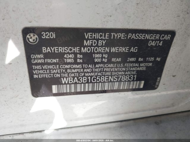 WBA3B1G58ENS78831 BMW 320i