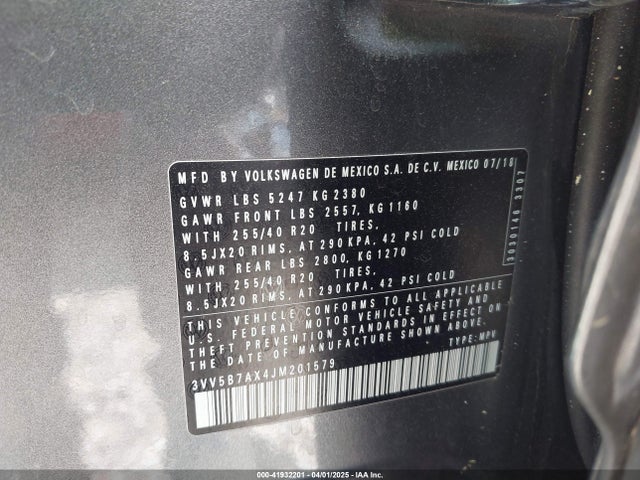 3VV5B7AX4JM201579 Volkswagen Tiguan 2.0t Sel Premium