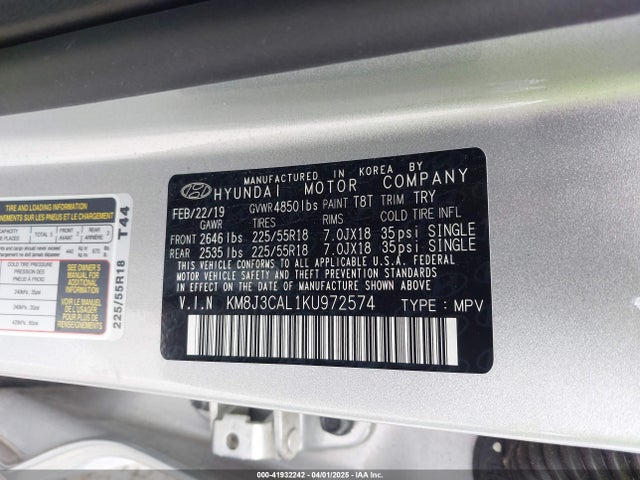 KM8J3CAL1KU972574 Hyundai Tucson Limited