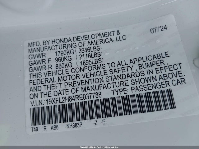 19XFL2H84RE037788 Honda Civic Sport