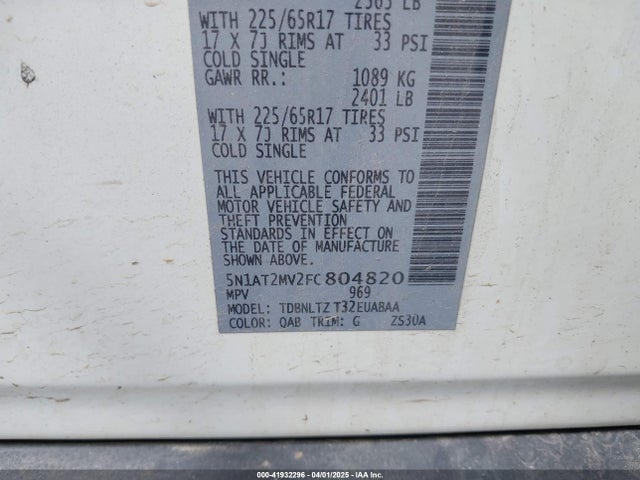 Nissan ROGUE SV 2015 5N1AT2MV2FC804820 Image 9