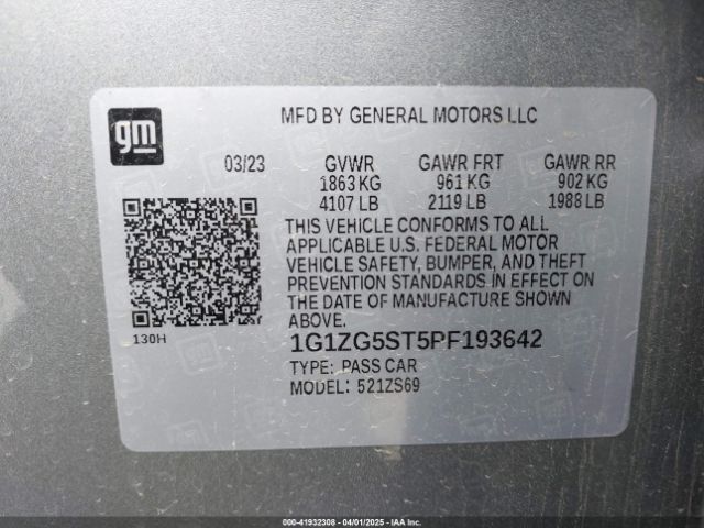 1G1ZG5ST5PF193642 Chevrolet Malibu Fwd Rs