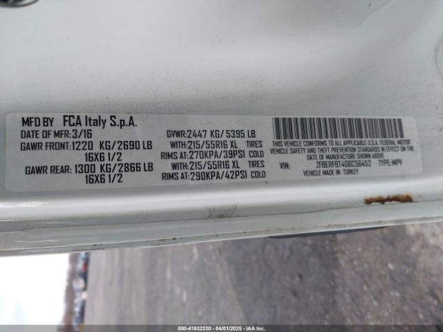 ZFBERFBT4G6C56452 RAM Promaster City Tradesman Slt