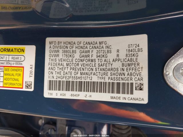 2HGFE2F55SH510712 Honda Civic Sport