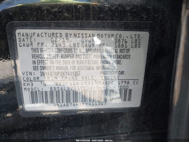 3N1AB7APXKY411307 Nissan SENTRA SV