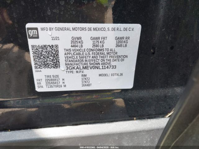 3GKALMEV0NL114733 GMC Terrain Fwd Sle
