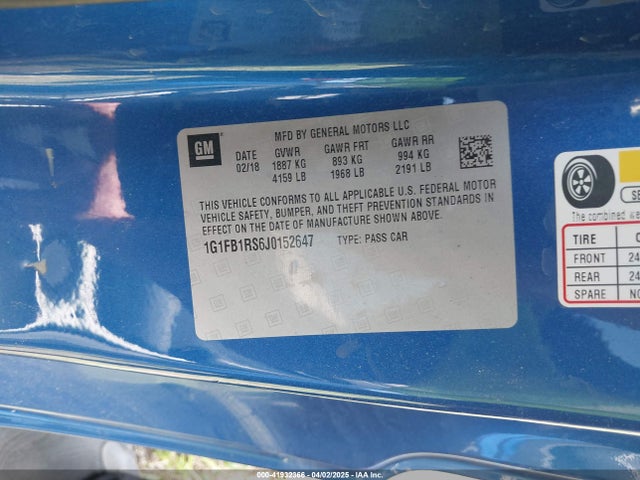 1G1FB1RS6J0152647 Chevrolet Camaro 1lt