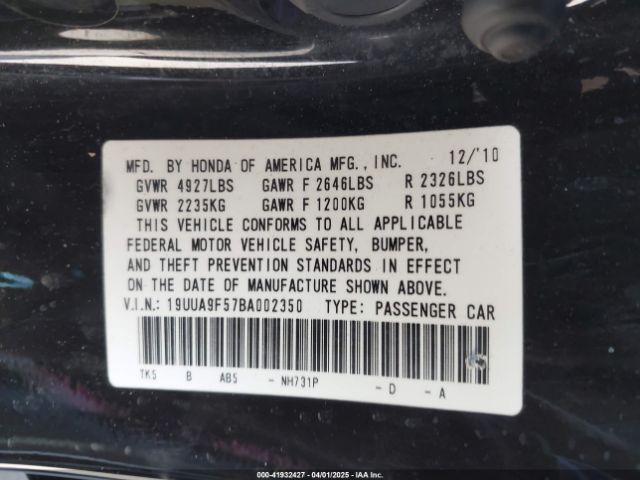 2011 ACURA TL 19UUA9F57BA002350 Photo 8
