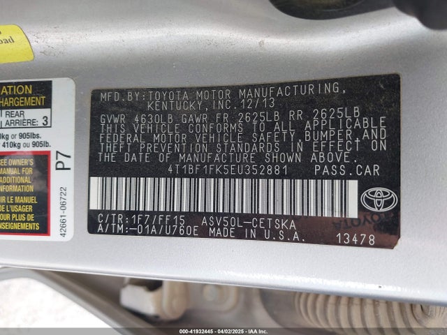 Toyota CAMRY SE 2014 4T1BF1FK5EU352881 Image 9