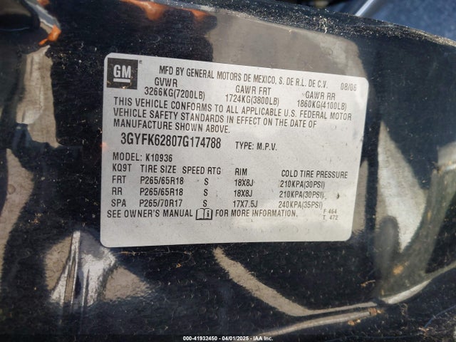 2007 CADILLAC ESCALADE EXT 3GYFK62807G174788 Photo 8