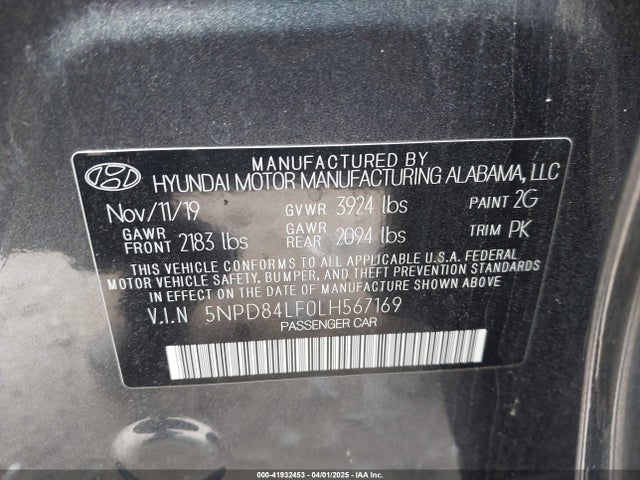 5NPD84LF0LH567169 Hyundai Elantra Value Edition
