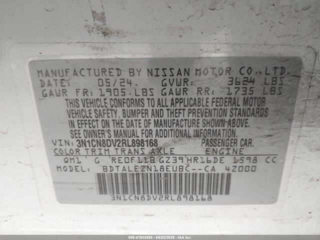 3N1CN8DV2RL898168 Nissan Versa 1.6 S