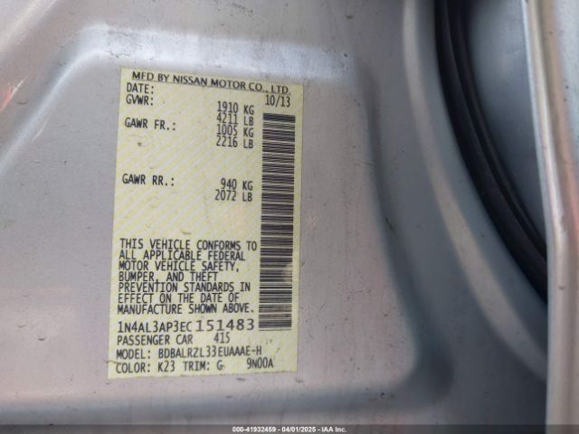 1N4AL3AP3EC151483 Nissan Altima 2.5 S