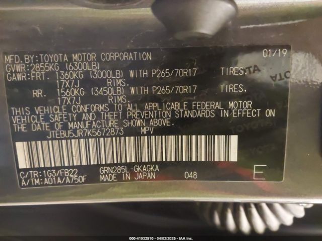 JTEBU5JR7K5672873 Toyota 4RUNNER SR5