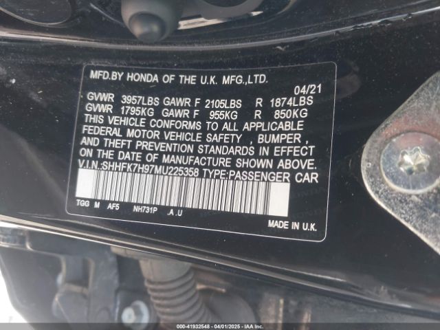 SHHFK7H97MU225358 Honda Civic Sport Touring