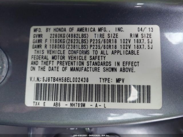 5J8TB4H58EL002438 Acura RDX